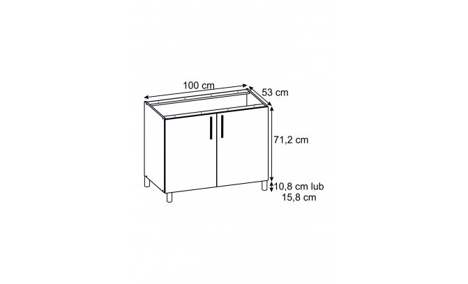 Нижний кухонный шкаф РО 100/2 BELLA GRAPHITE SUPER MAT